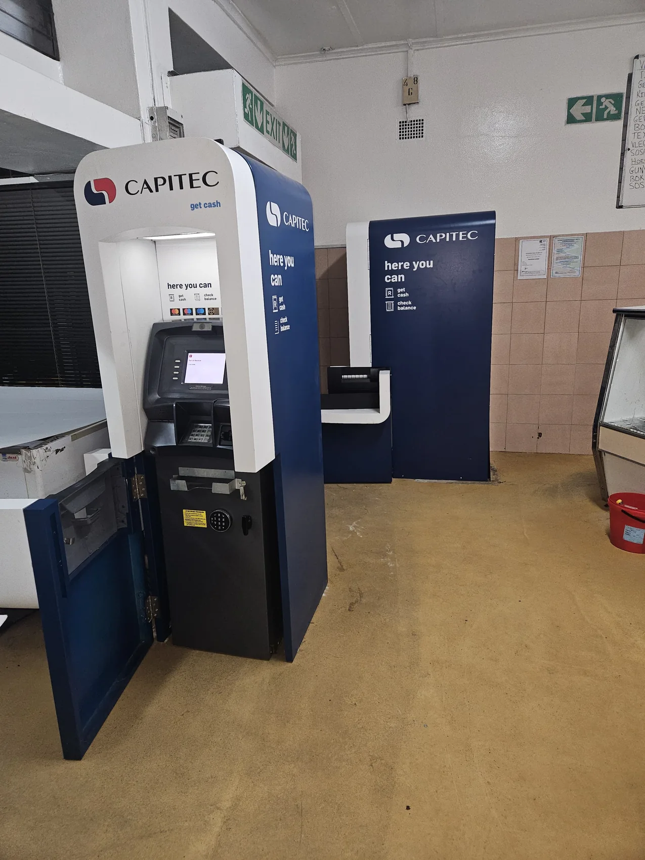 Capitec-branded ATM area with fitted signage